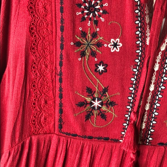 Burgundy wine Boho style dress - Picture 11 of 13